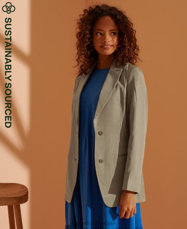 mujer Superdry beige blazer de tencel edición limitada 2R68Z5531
