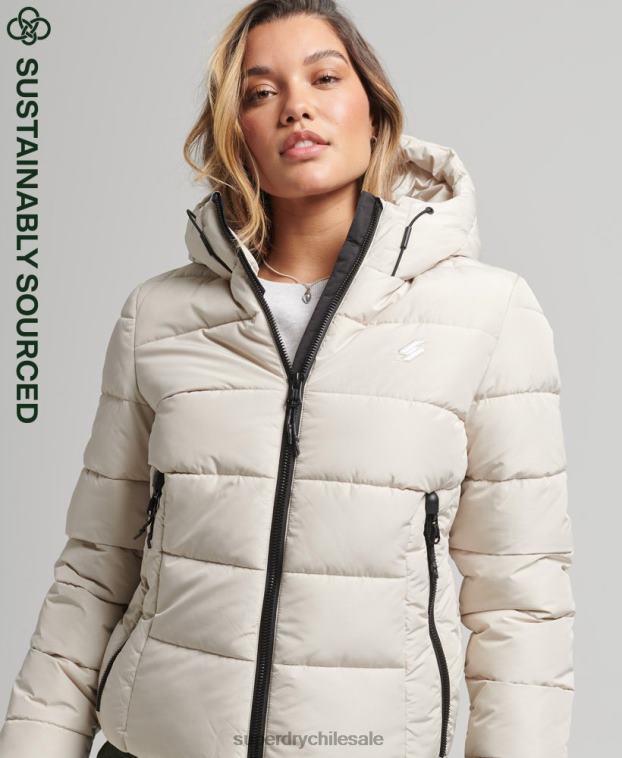 mujer Superdry beige chamarra acolchada Spirit Sports con capucha 2R68Z3725