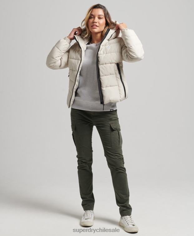 mujer Superdry beige chamarra acolchada Spirit Sports con capucha 2R68Z3725