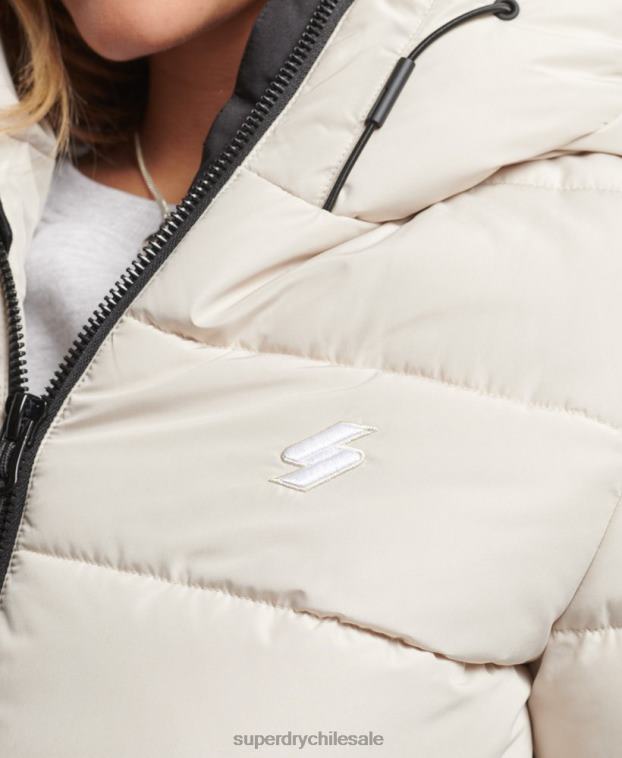 mujer Superdry beige chamarra acolchada Spirit Sports con capucha 2R68Z3725
