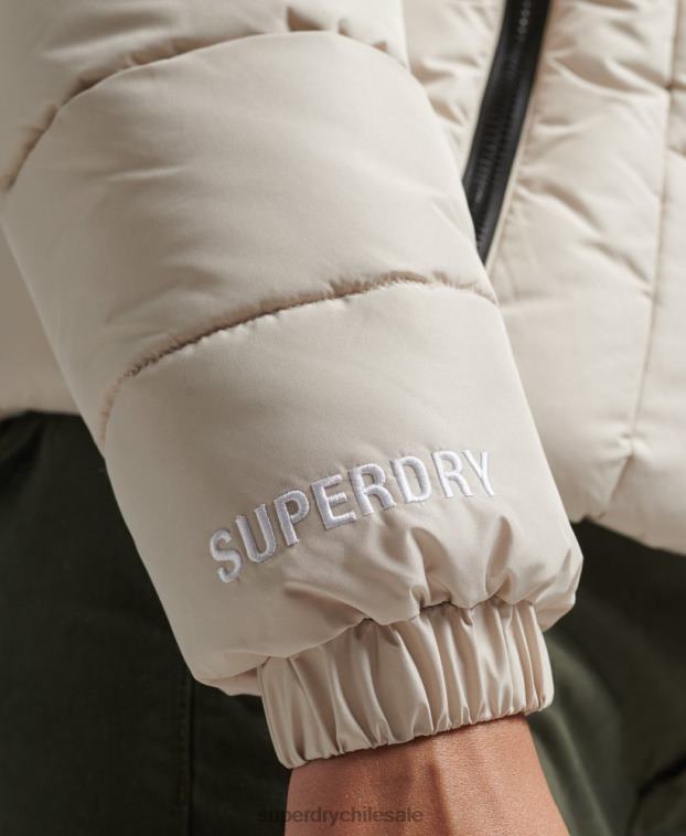 mujer Superdry beige chamarra acolchada Spirit Sports con capucha 2R68Z3725