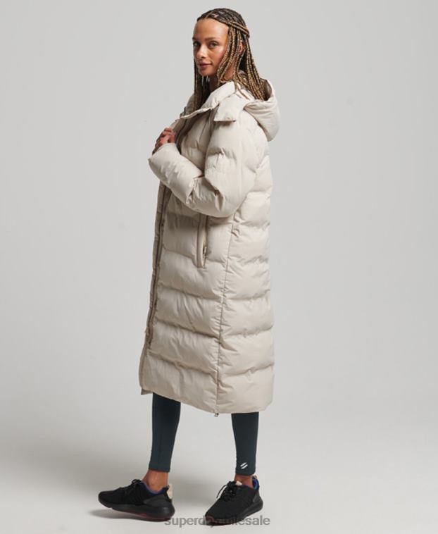 mujer Superdry beige chamarra capitonada con tren largo 2R68Z6328