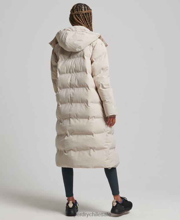 mujer Superdry beige chamarra capitonada con tren largo 2R68Z6328
