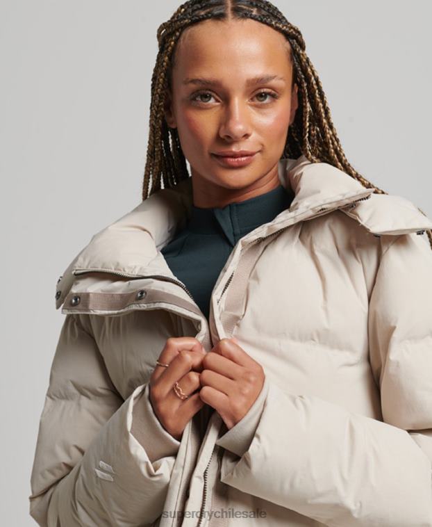 mujer Superdry beige chamarra capitonada con tren largo 2R68Z6328