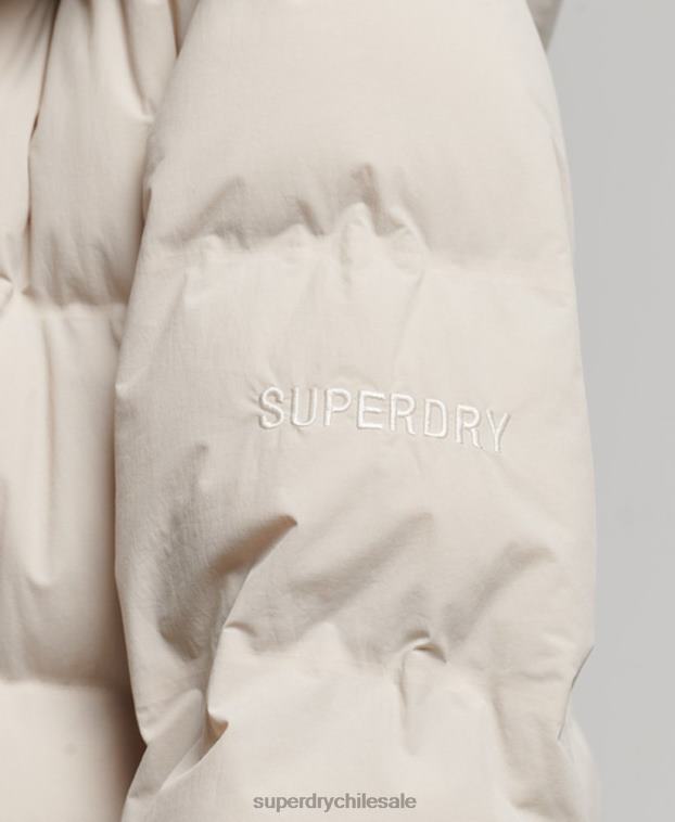 mujer Superdry beige chamarra capitonada con tren largo 2R68Z6328