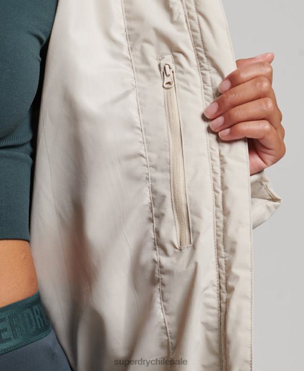 mujer Superdry beige chamarra capitonada con tren largo 2R68Z6328