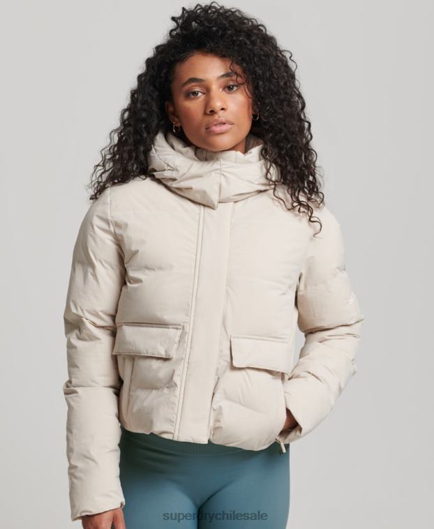 mujer Superdry beige chaqueta acolchada boxy tren 2R68Z5548