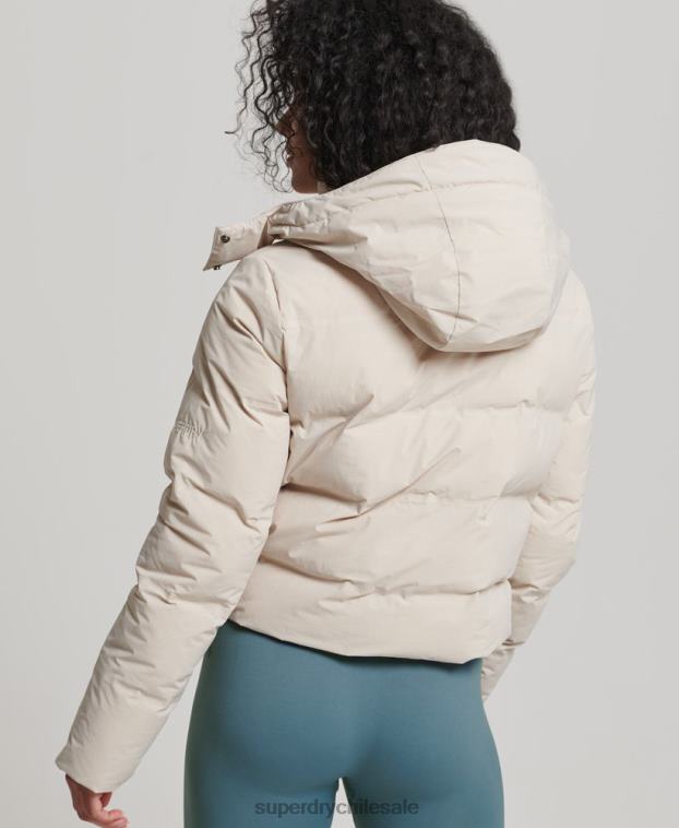 mujer Superdry beige chaqueta acolchada boxy tren 2R68Z5548
