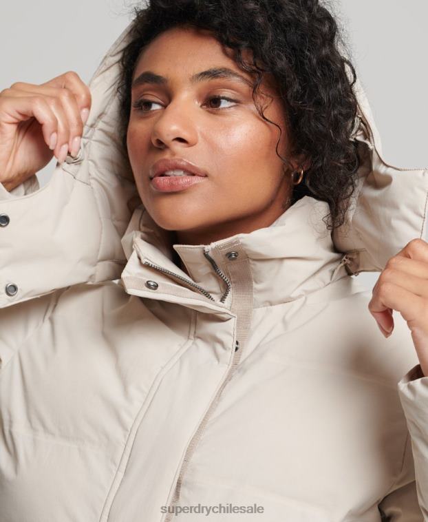 mujer Superdry beige chaqueta acolchada boxy tren 2R68Z5548
