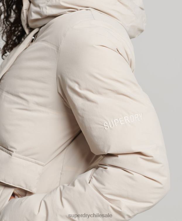 mujer Superdry beige chaqueta acolchada boxy tren 2R68Z5548