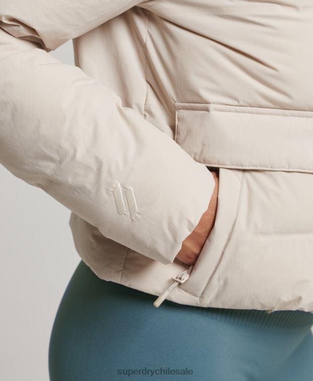 mujer Superdry beige chaqueta acolchada boxy tren 2R68Z5548
