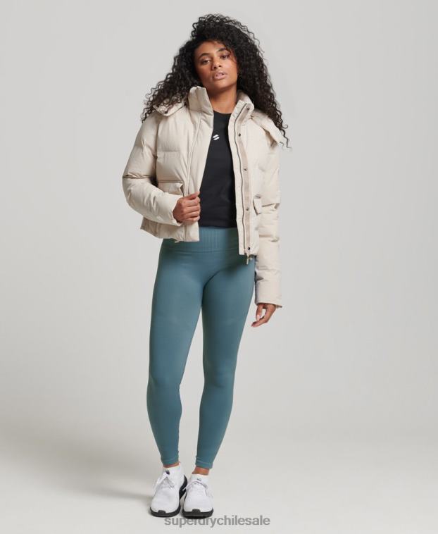 mujer Superdry beige chaqueta acolchada boxy tren 2R68Z5548