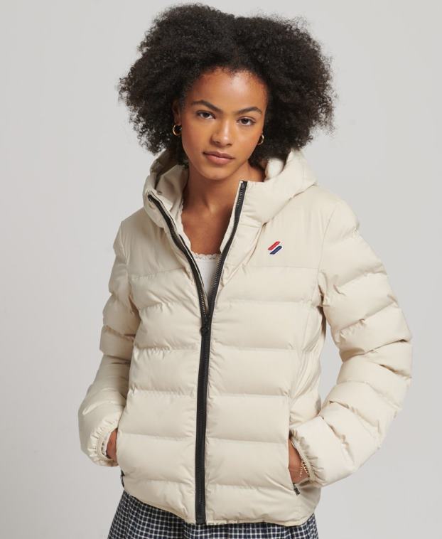 mujer Superdry beige chaqueta acolchada termosellada 2R68Z3679
