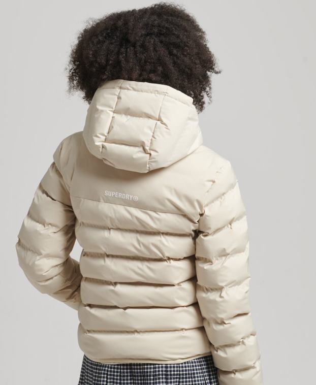 mujer Superdry beige chaqueta acolchada termosellada 2R68Z3679