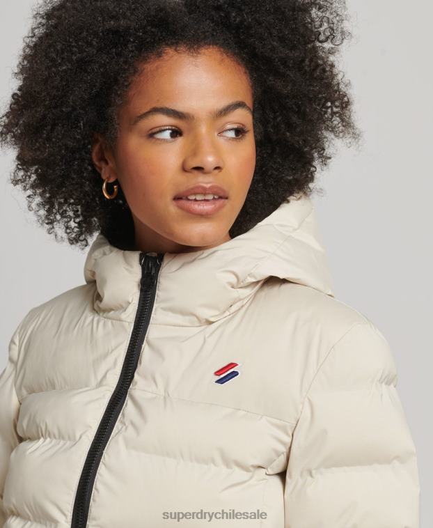 mujer Superdry beige chaqueta acolchada termosellada 2R68Z3679