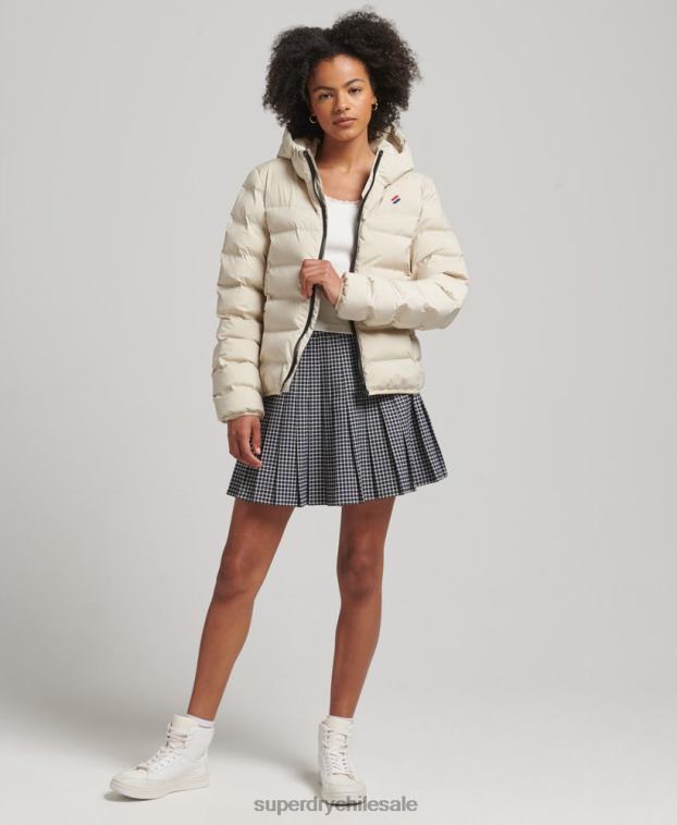 mujer Superdry beige chaqueta acolchada termosellada 2R68Z3679