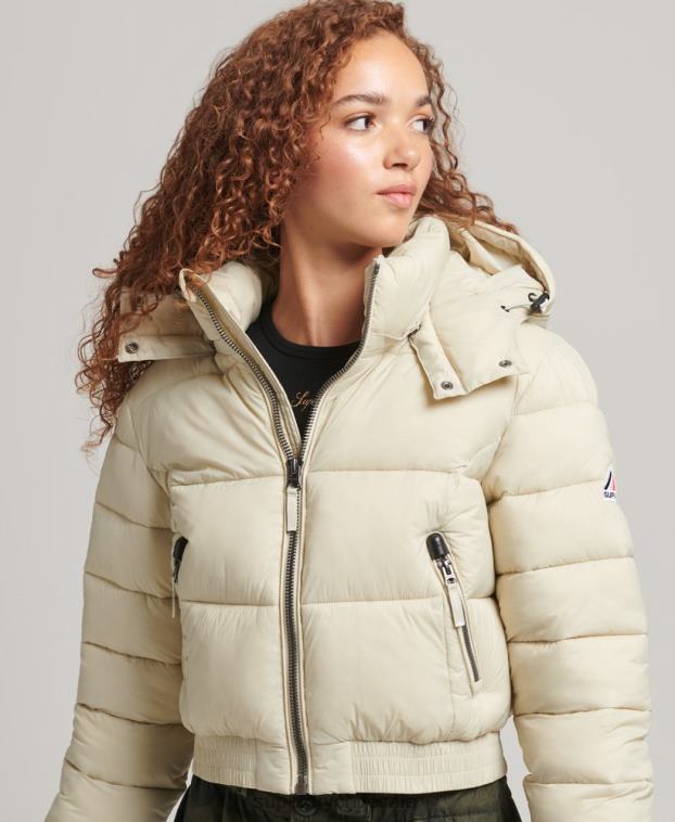 mujer Superdry beige chaqueta corta con capucha fuji 2R68Z3804