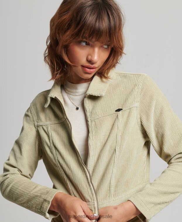 mujer Superdry beige chaqueta corta de pana 2R68Z2031