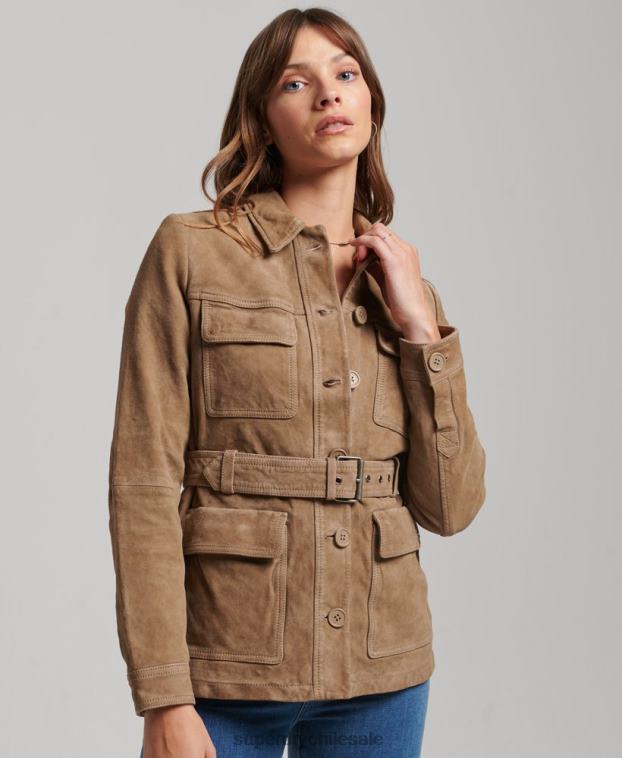 mujer Superdry beige chaqueta safari de ante studios 2R68Z3522