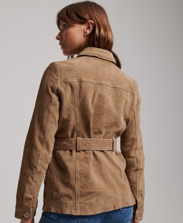 mujer Superdry beige chaqueta safari de ante studios 2R68Z3522