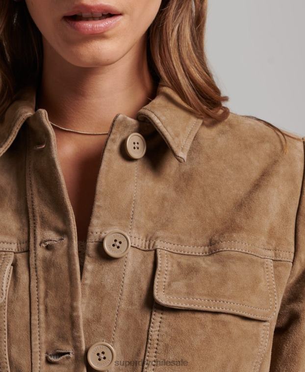 mujer Superdry beige chaqueta safari de ante studios 2R68Z3522