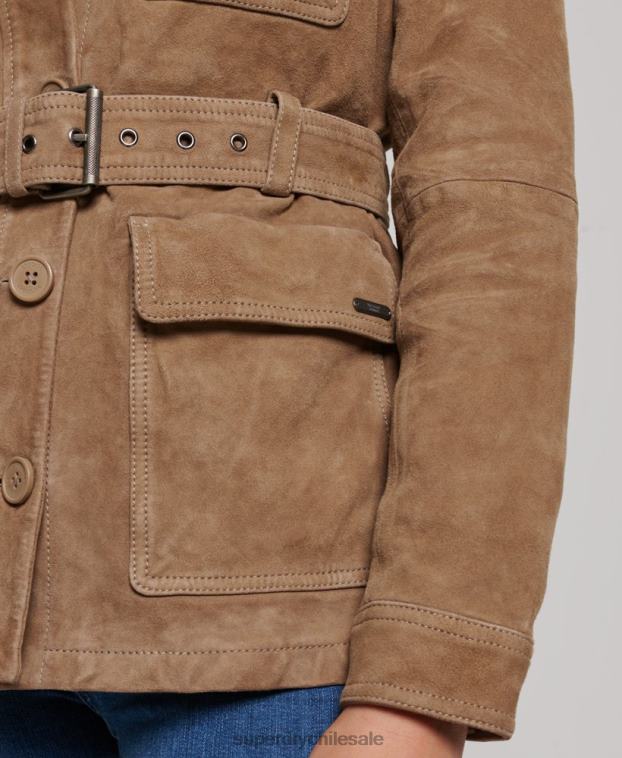 mujer Superdry beige chaqueta safari de ante studios 2R68Z3522