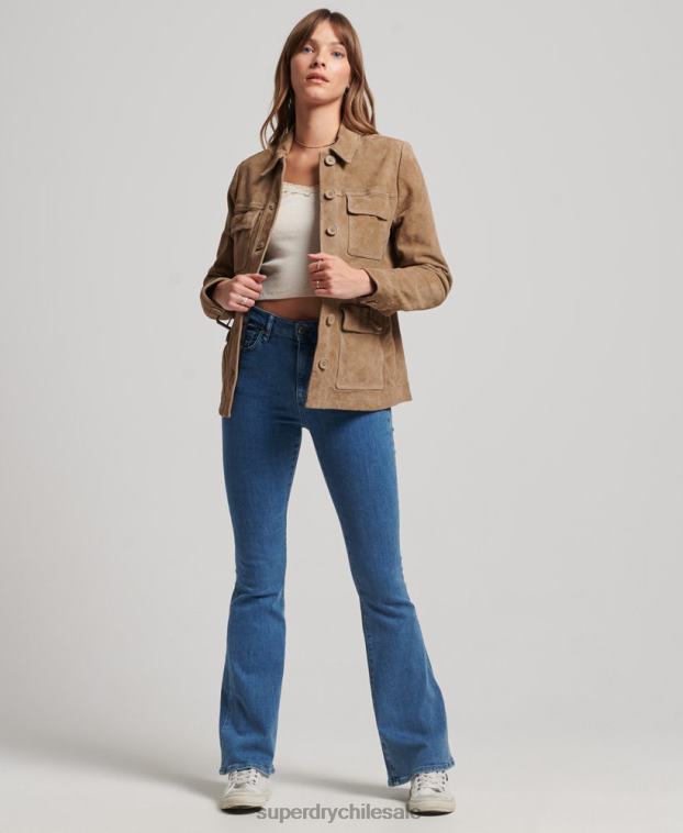 mujer Superdry beige chaqueta safari de ante studios 2R68Z3522