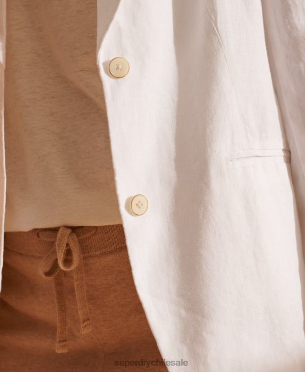 mujer Superdry blanco blazer de cáñamo de edición limitada 2R68Z5540