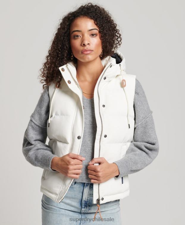 mujer Superdry blanco chaleco everest vintage con capucha 2R68Z3536