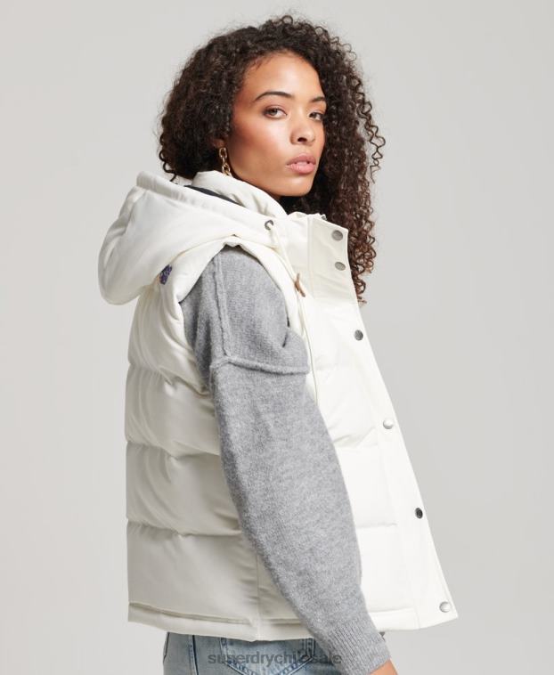 mujer Superdry blanco chaleco everest vintage con capucha 2R68Z3536