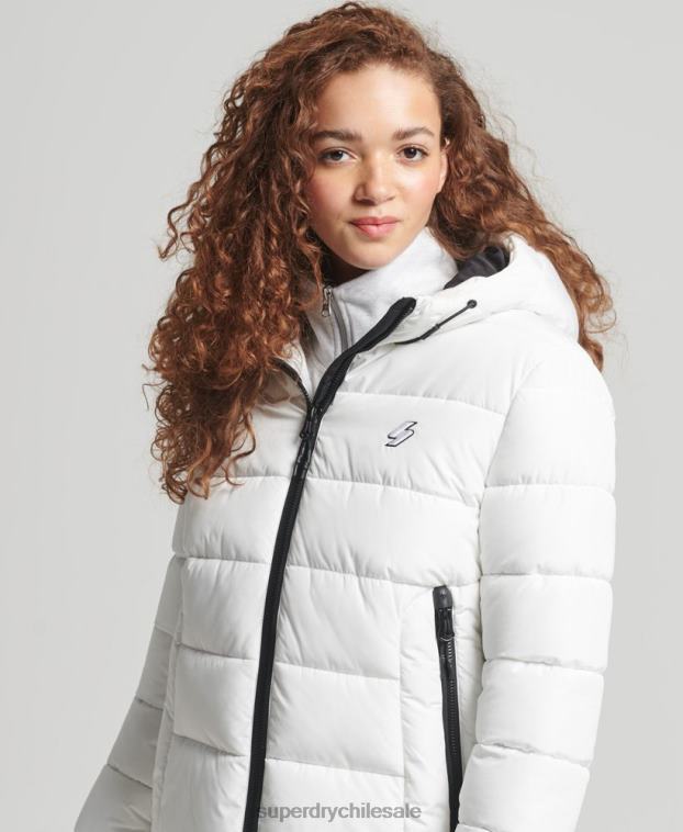 mujer Superdry blanco chamarra acolchada Spirit Sports con capucha 2R68Z3759