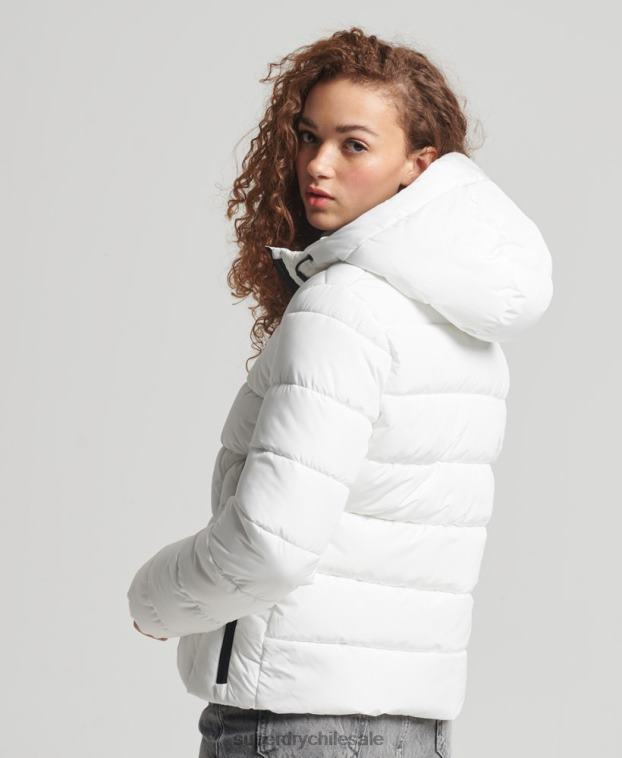 mujer Superdry blanco chamarra acolchada Spirit Sports con capucha 2R68Z3759