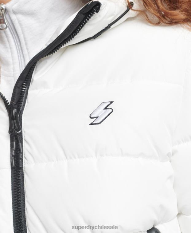 mujer Superdry blanco chamarra acolchada Spirit Sports con capucha 2R68Z3759