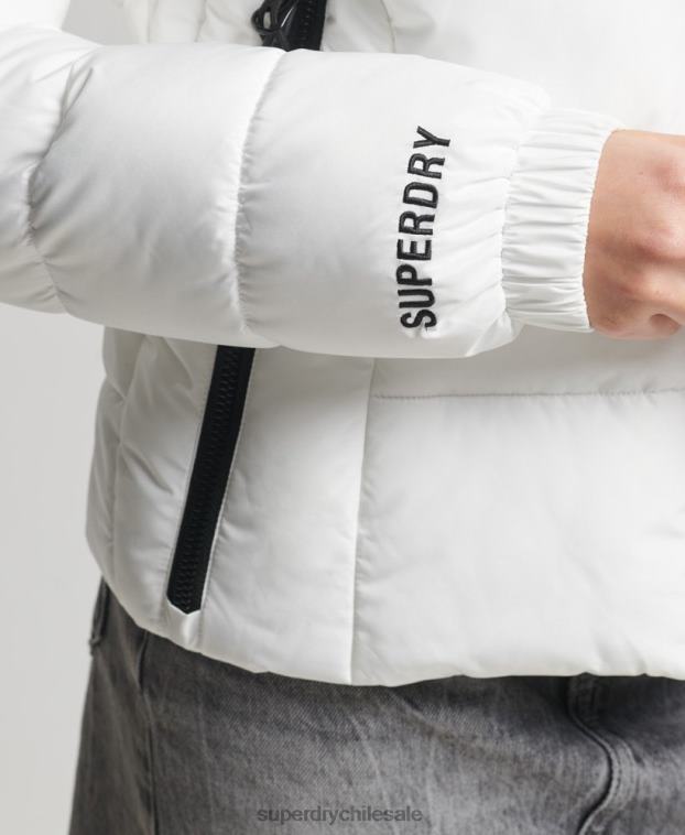 mujer Superdry blanco chamarra acolchada Spirit Sports con capucha 2R68Z3759