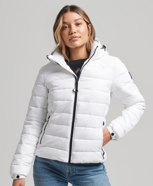 mujer Superdry blanco chamarra acolchada clásica con capucha 2R68Z3712