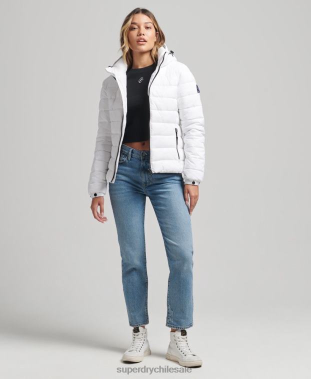 mujer Superdry blanco chamarra acolchada clásica con capucha 2R68Z3712