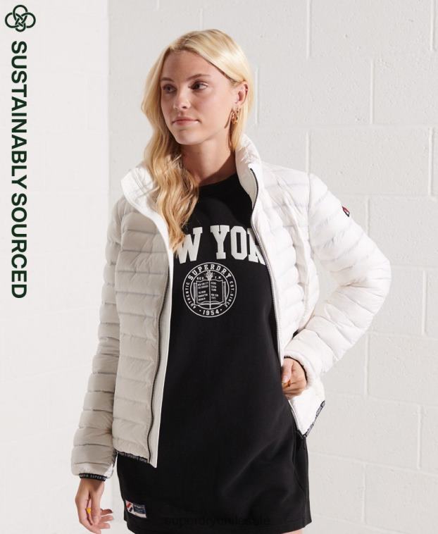 mujer Superdry blanco chamarra capitonada de plumas 2R68Z5612