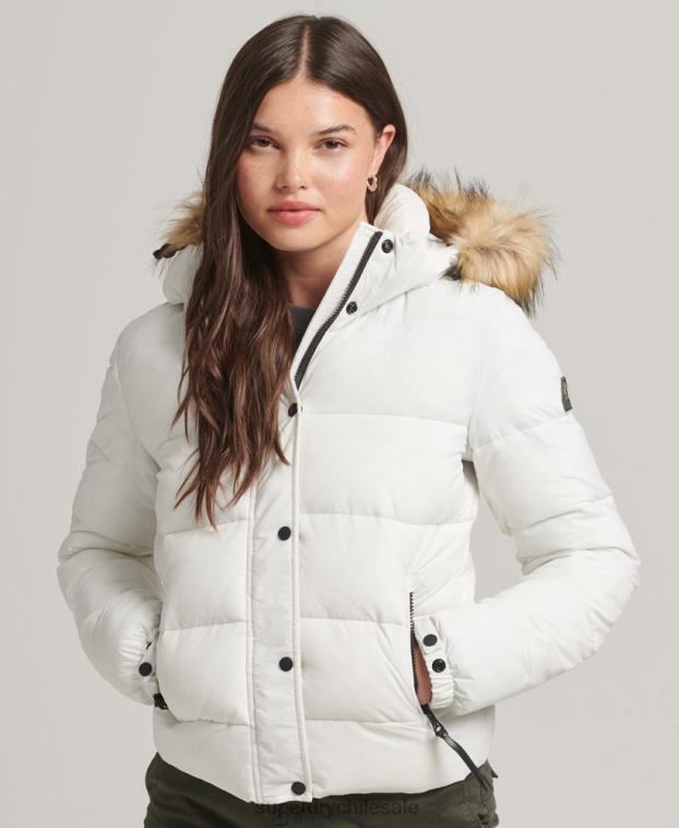mujer Superdry blanco chamarra corta con capucha 2R68Z3670