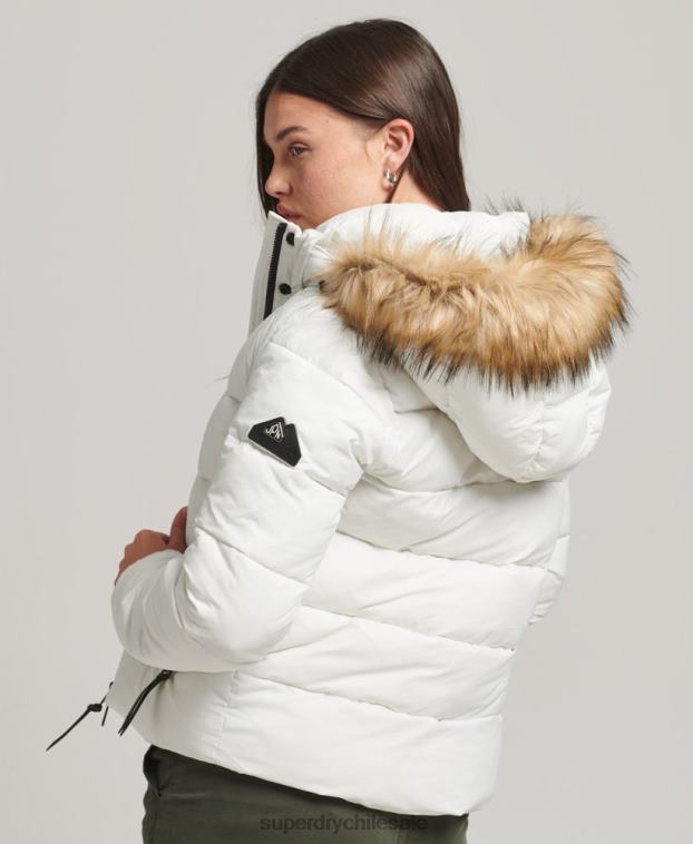 mujer Superdry blanco chamarra corta con capucha 2R68Z3670