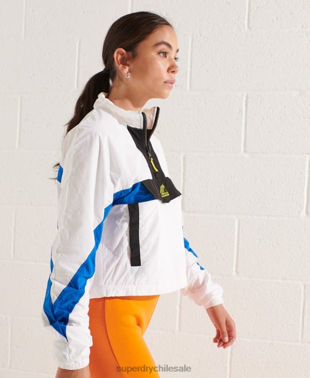 mujer Superdry blanco chamarra deportiva con diseño colour block 2R68Z5526