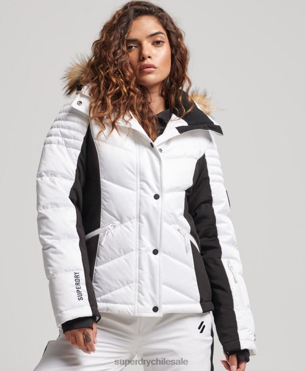 mujer Superdry blanco chaqueta acolchada de nieve de lujo 2R68Z3567