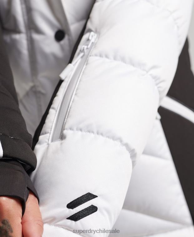 mujer Superdry blanco chaqueta acolchada de nieve de lujo 2R68Z3567