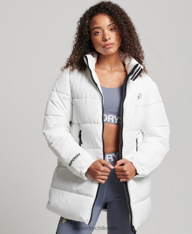 mujer Superdry blanco chaqueta acolchada deportiva con palangre 2R68Z5414