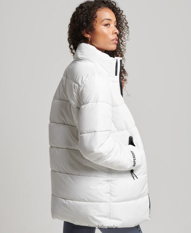 mujer Superdry blanco chaqueta acolchada deportiva con palangre 2R68Z5414