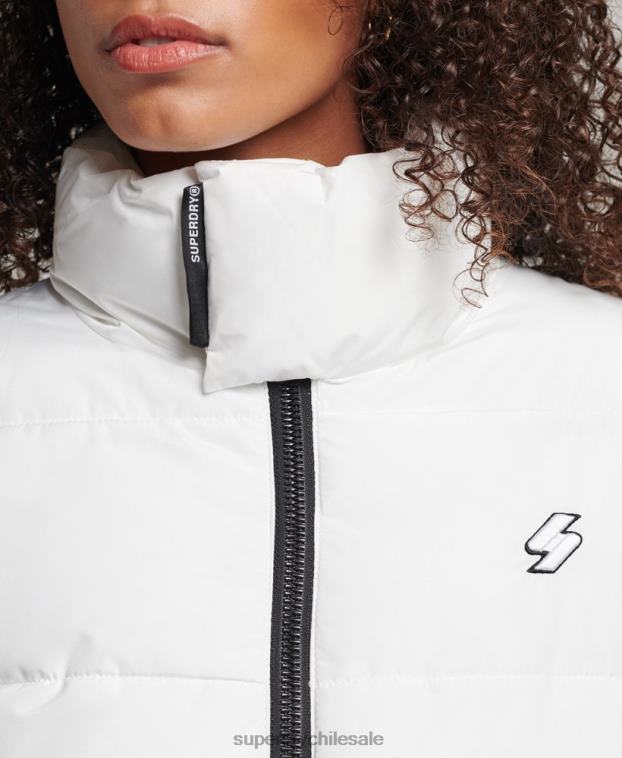 mujer Superdry blanco chaqueta acolchada deportiva con palangre 2R68Z5414