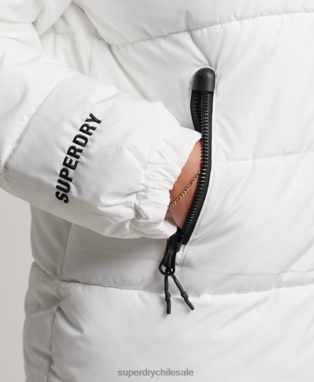 mujer Superdry blanco chaqueta acolchada deportiva con palangre 2R68Z5414
