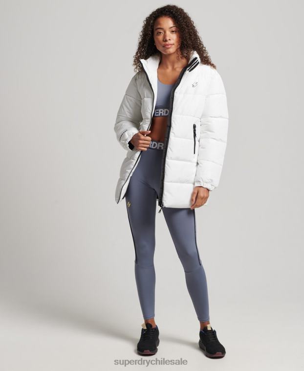 mujer Superdry blanco chaqueta acolchada deportiva con palangre 2R68Z5414