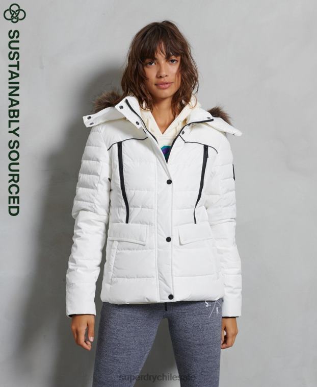 mujer Superdry blanco chaqueta acolchada glaciar 2R68Z5514