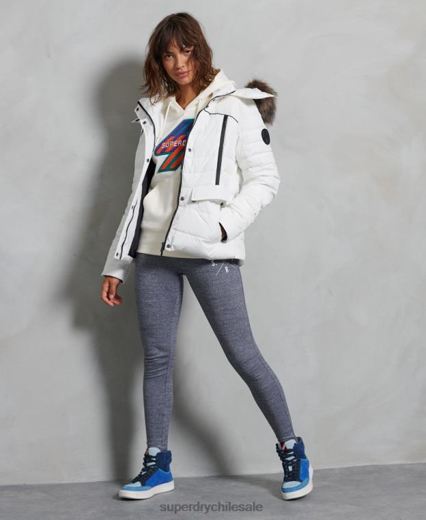 mujer Superdry blanco chaqueta acolchada glaciar 2R68Z5514
