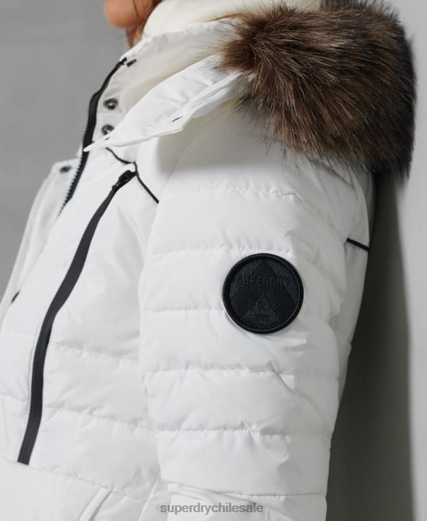mujer Superdry blanco chaqueta acolchada glaciar 2R68Z5514
